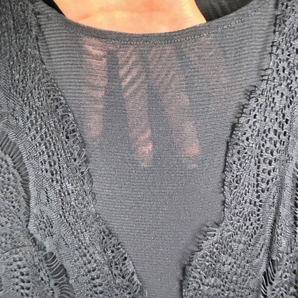 Free People Sheer Lace Mini Dress Black Tiered Flowy Ruffles Whimsigoth sz S - Picture 5 of 15